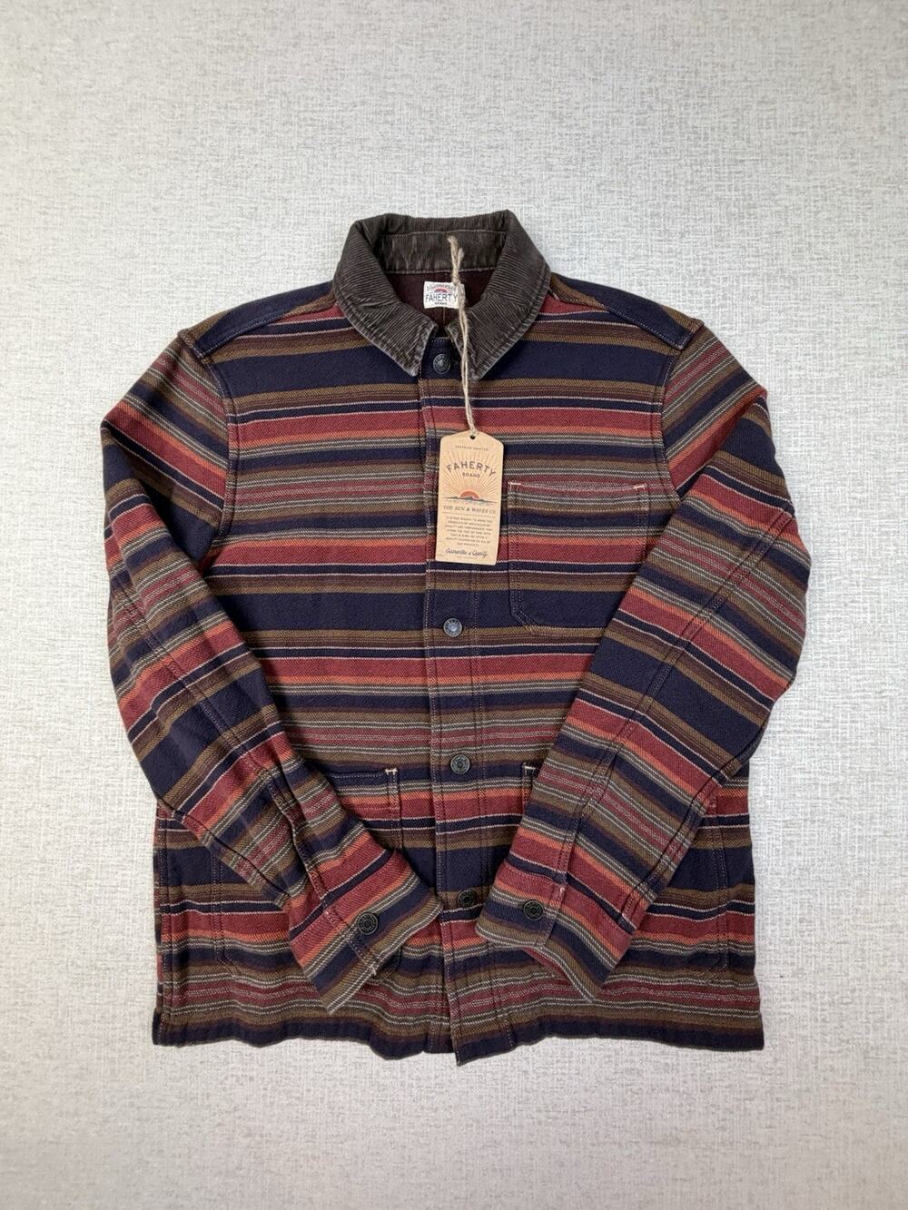 Faherty High Ridge Twill Studio Jacket S Night Time Fire Stripe NWT $298